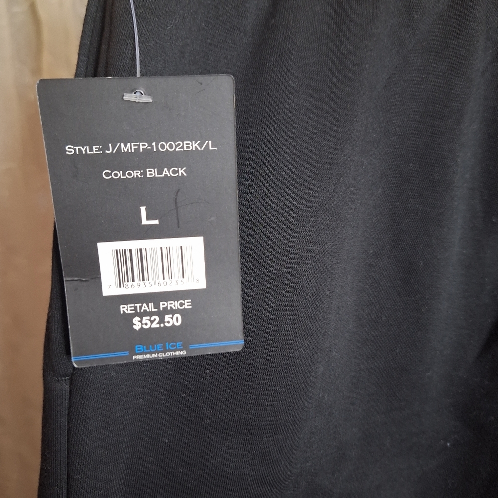 Blue Ice Black Wide Leg Fleece Sweatpants Cozy High Waist Lounge Pants Large - Picture 5 of 6